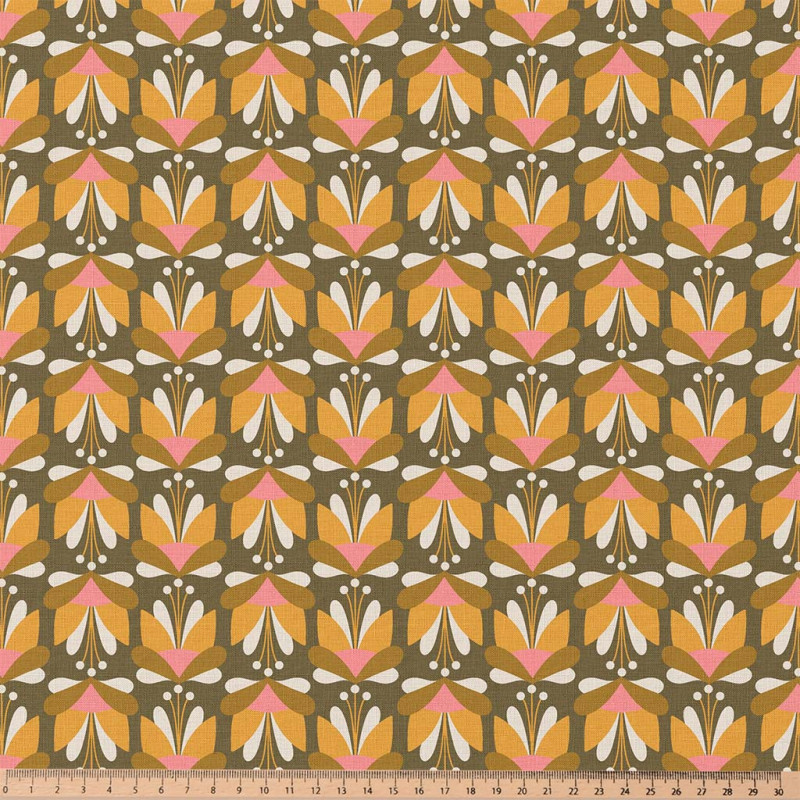 Printed Cotton EMILE Yellow / Pink